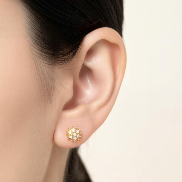 14K GOLD DIPPED WATER RESISTANT SPARKLE STAR CLUSTER STUD EARRINGS