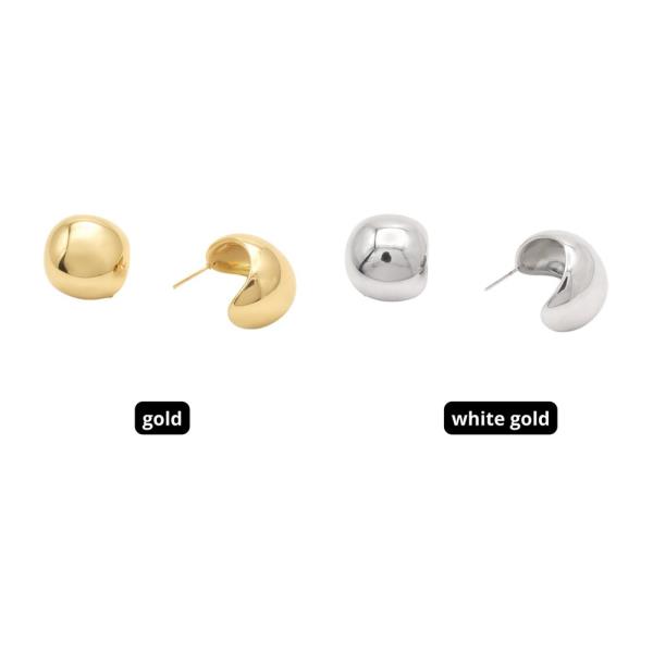 14K GOLD WHITE GOLD DIPPED WATER RESISTANT MODERN DOME STUD EARRING