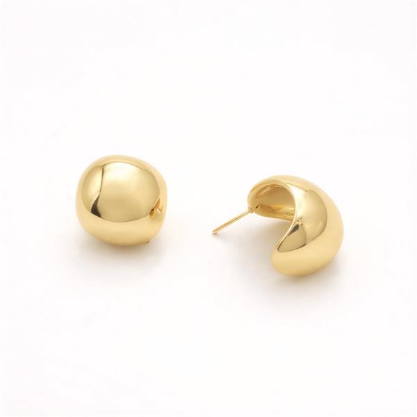 14K GOLD WHITE GOLD DIPPED WATER RESISTANT MODERN DOME STUD EARRING