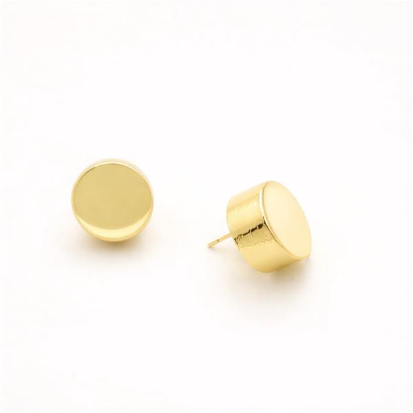 14K GOLD WHITE GOLD DIPPED MINIMAL DISC STUD WATER RESISTANT EARRINGS