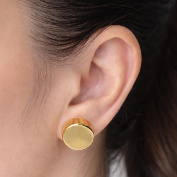 14K GOLD WHITE GOLD DIPPED MINIMAL DISC STUD WATER RESISTANT EARRINGS