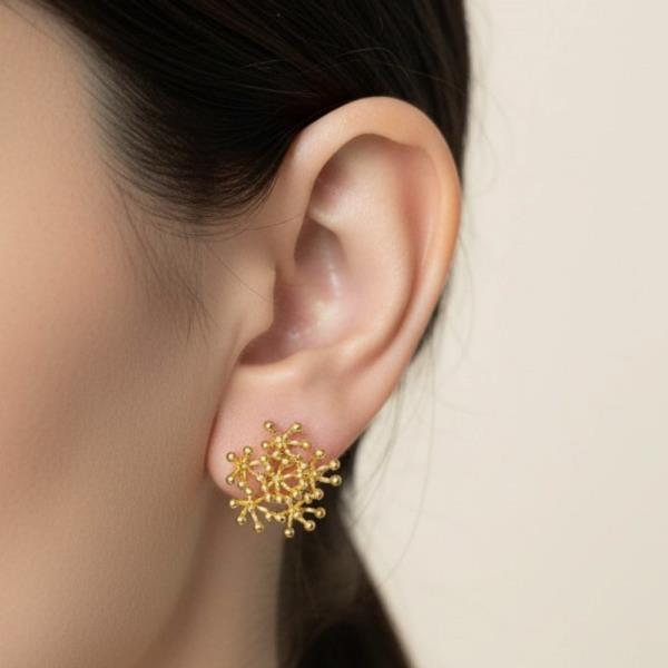14K GOLD DIPPED WATER RESISTANT ORGANIC BURST STUD EARRING