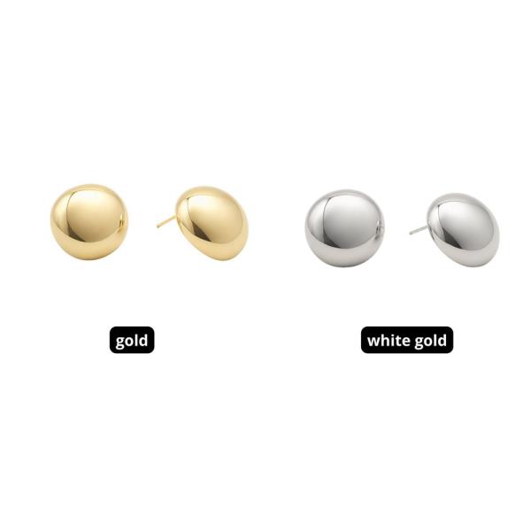 14K GOLD WHITE GOLD DIPPED WATER RESISTANT CLASSIC DOME STUD EARRINGS