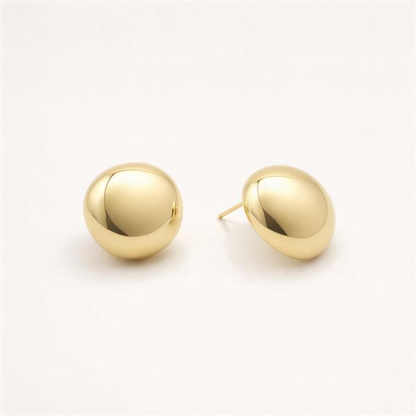 14K GOLD WHITE GOLD DIPPED WATER RESISTANT CLASSIC DOME STUD EARRINGS