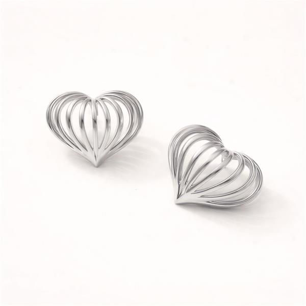 14K GOLD WHITE GOLD DIPPED WATER RESISTANT OPEN HEART SCULPT EARIRNGS