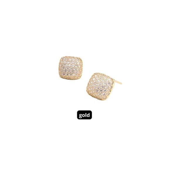 14K GOLD DIPPED WATER RESISTANT PAVE LUX SQUARE CZ EARRING