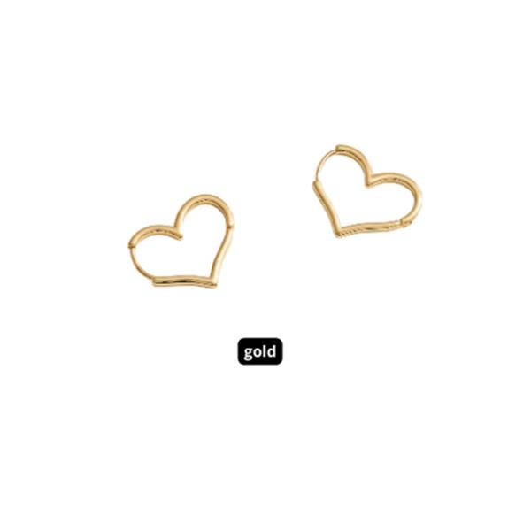 14K GOLD DIPPED WATER RESISTANT OPEN HEART HOOP EARRINGS