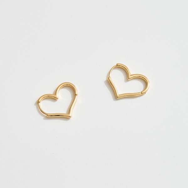 14K GOLD DIPPED WATER RESISTANT OPEN HEART HOOP EARRINGS