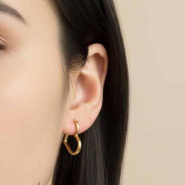14K GOLD DIPPED WATER RESISTANT OPEN HEART HOOP EARRINGS
