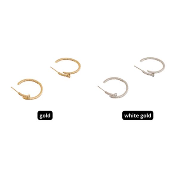 14K GOLD WHITE GOLD DIPPED WATER RESISTANT CLASSIC HOOP EARRING WITH PZ PAVE