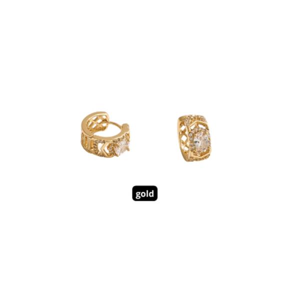 14K GOLD DIPPED WATER RESISTANT OVAL CENTER STONE HUGGIE EARRINGS WITH CZ PAVE