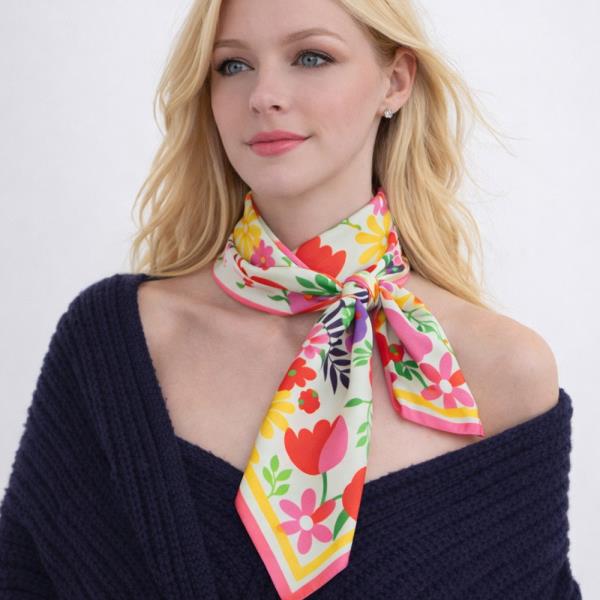 BOLD FLORAL PRINT SQUARE SCARF