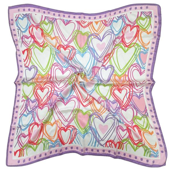 HEART PRINT SQUARE SCARF