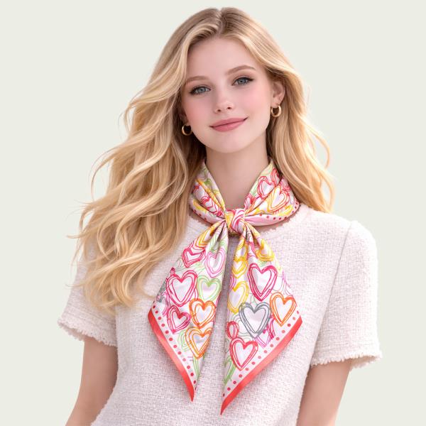 HEART PRINT SQUARE SCARF