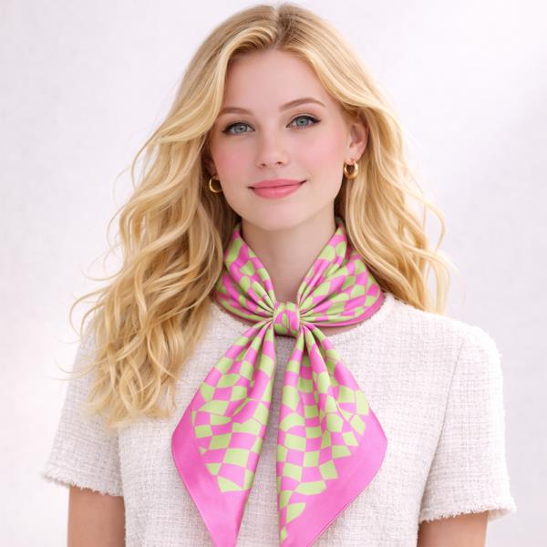 WAVY SQUARE PRINT SQUARE  SCARF