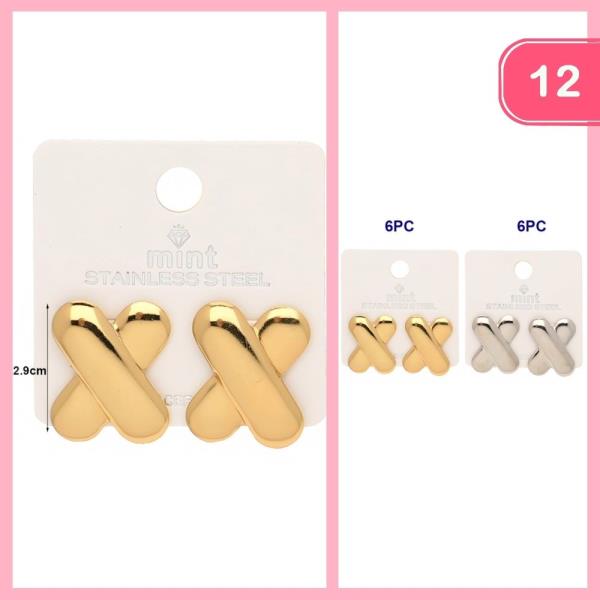 STAINLESS STEEL X POST EARRING (12 UNITS)
