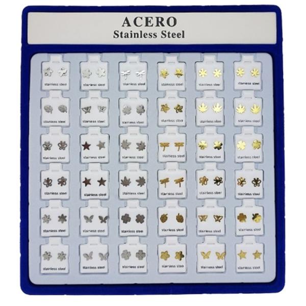 STAINLESS STEEL BUTTERFLY SLOWER POST EARRINGS (36 UNITS)