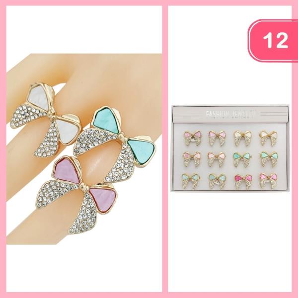 RHINESTONE BOW RING (12 UNITS)