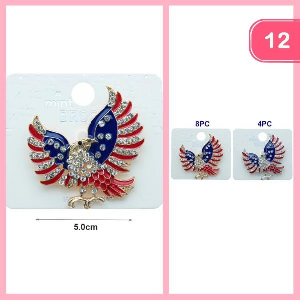 RHINESTONE EAGLE USA BROOCH (12 UNITS)