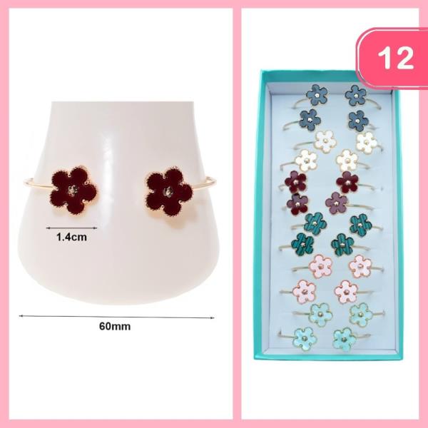 FLOWER OPEN CUFF BRACELET (12 UNITS)