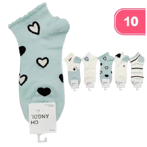 HEART PATTERN ANKLE SOCKS (10 UNITS)