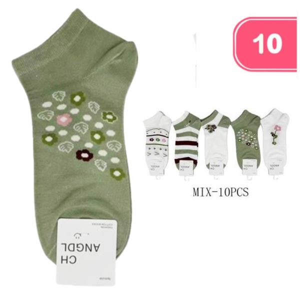 FLOWER PATTERN ANKLE SOCKS (10 UNITS)