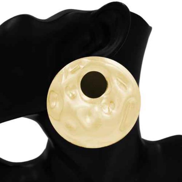 HAMMERED METAL STATEMENT DISC STUD EARRING