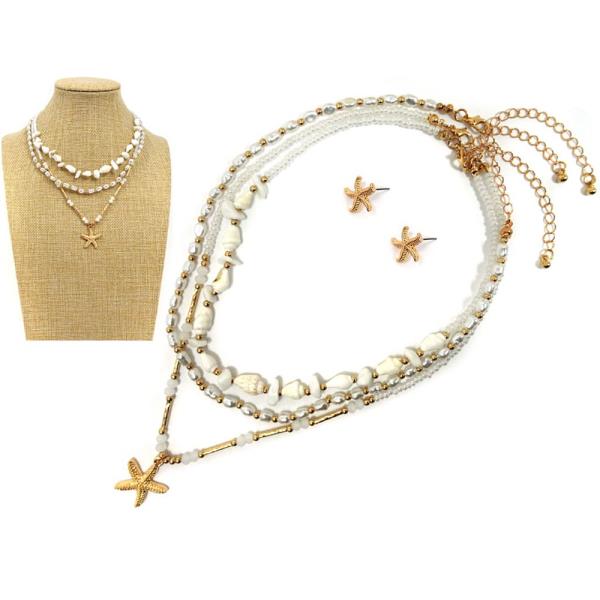 LAYER W SEALIFE NECKLACE EARRING SET