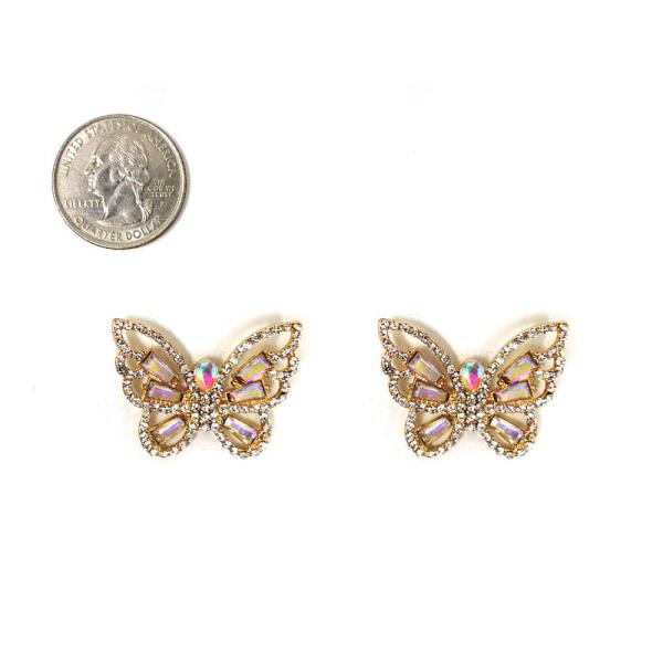 RHINESTONES BUTTERFLY STUD EARRINGS
