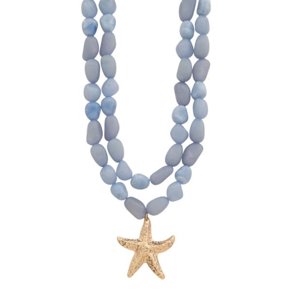 MULTI BEAD LAYERED STARFISH PENDANT NECKLACE