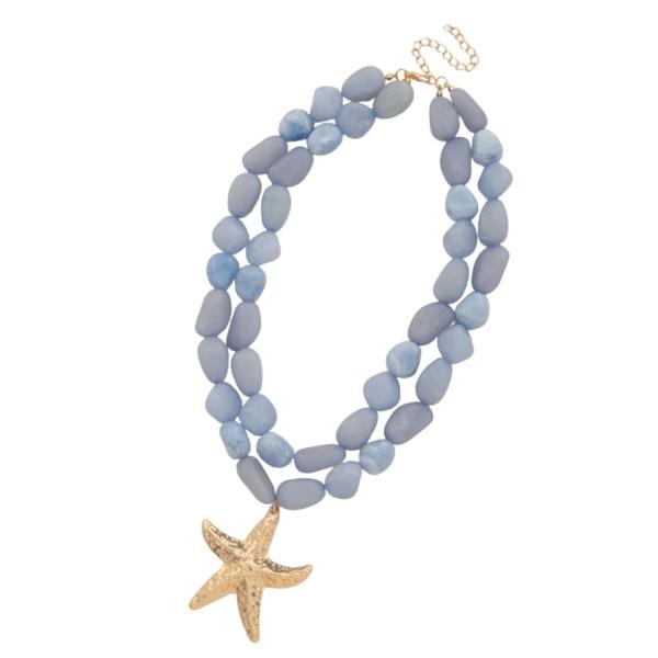 MULTI BEAD LAYERED STARFISH PENDANT NECKLACE