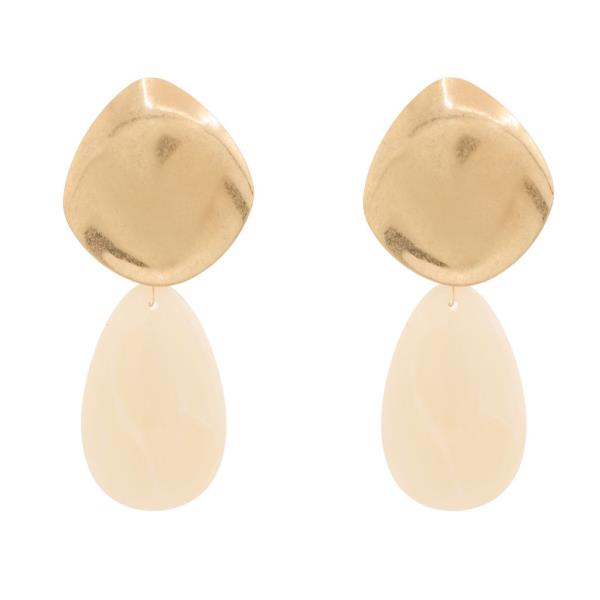 METAL RESIN DROP DANGLE EARRING