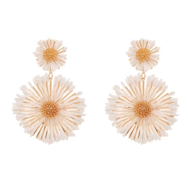 METAL WIRE FLOWER STATEMENT DANGLE EARRING