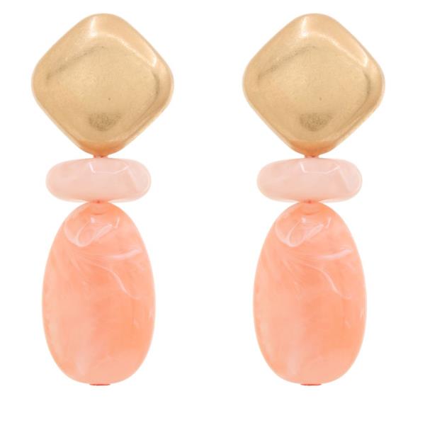 METAL RESIN DROP DANGLE EARRING