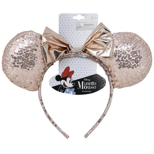 MINNIE ROSE GOLD SEQUIN EAR HEADBAND W BOW