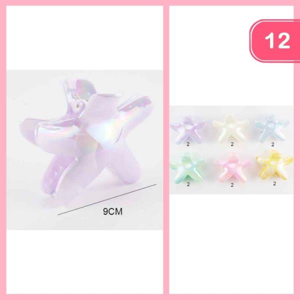 STAR PASTEL COLOR HAIR CLAW CLIPS (12 UNITS)