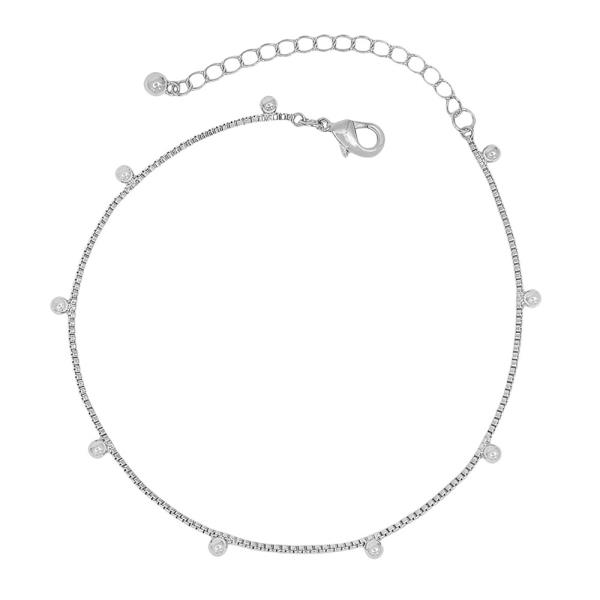BOX CHAIN 3MM METAL BALL ACCENT ANKLET