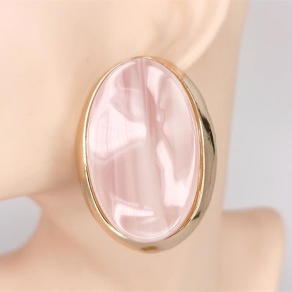 RESIN MARBLE OVAL STATEMENT EARRING