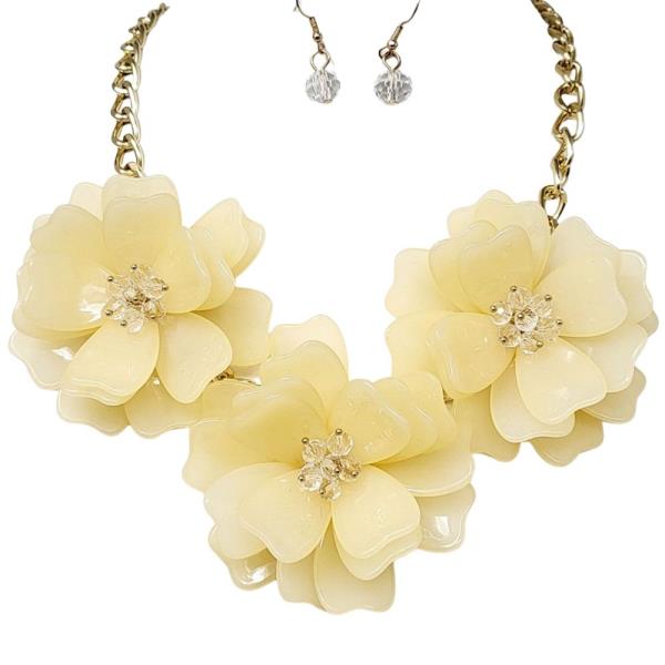 FLORAL CLUSTER STATEMENT NECKLACE EARRING SET