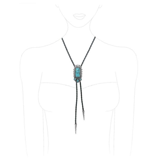WESTERN MULTI STONE BOLO NECKLACE