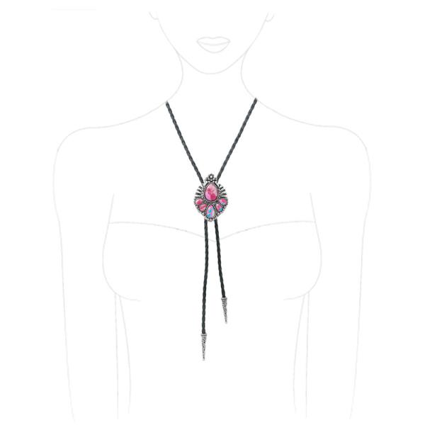 WESTERN MULTI STONE BOLO NECKLACE