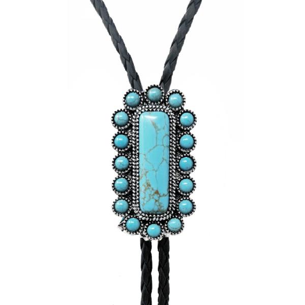 WESTERN SEMI STONE BOLO NECKLACE