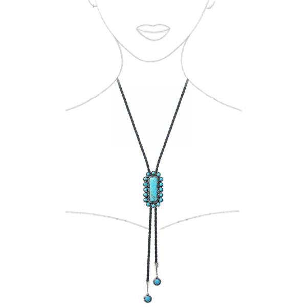 WESTERN SEMI STONE BOLO NECKLACE
