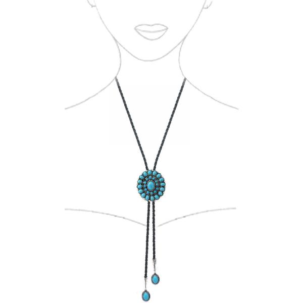 WESTERN SEMI STONE BOLO NECKLACE
