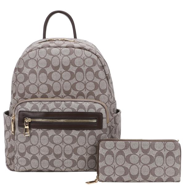 2IN1 OVAL PRINT BACKPACK W WALLET SET