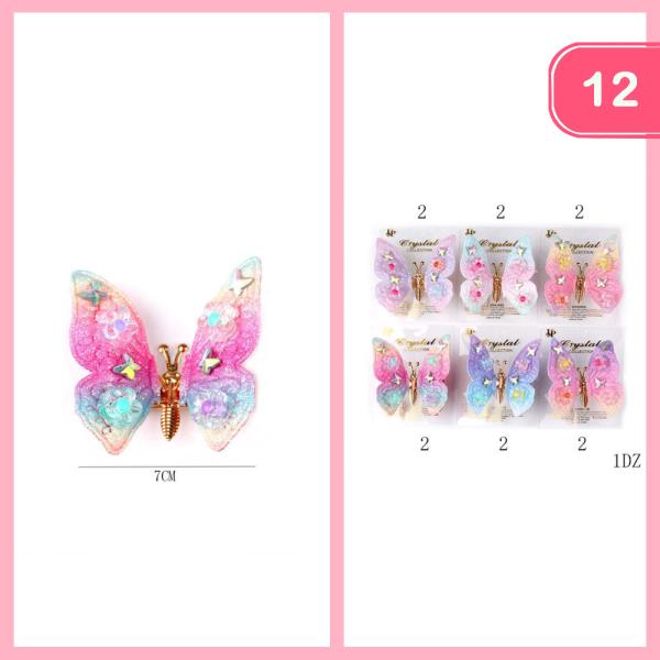 TWO TONE BUTTERFLY HAIR CLIP (12 UNITS)