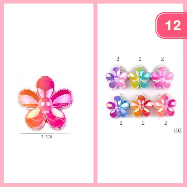 TWO TONE FLOWER HAIR CLAW CLIP (12 UNITS)