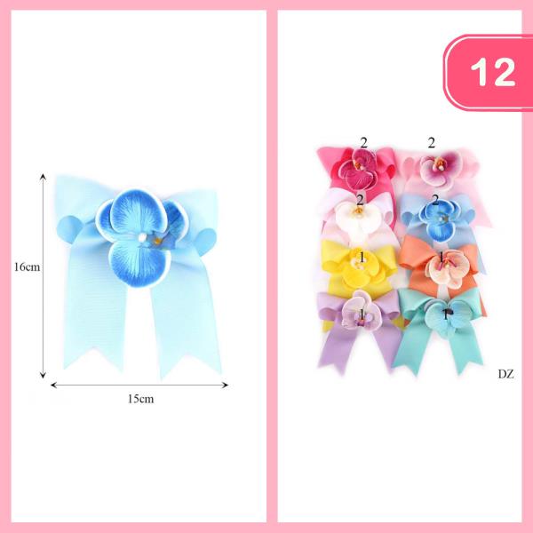 ORCHID RIBBON HAIR BOW (12 UNITS)