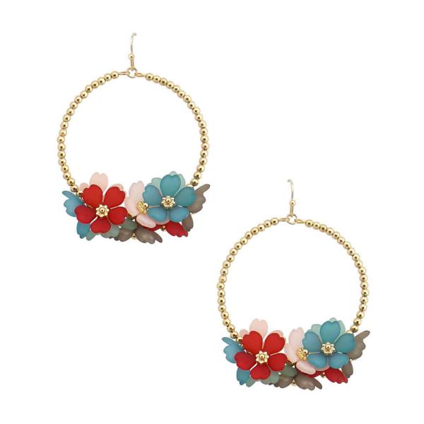 FLORAL ROUND DANGLE EARRING
