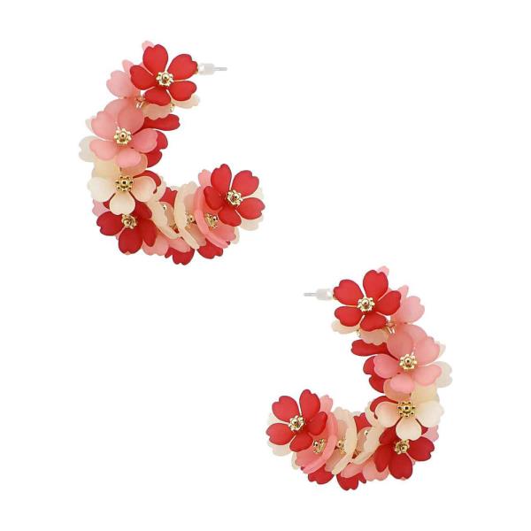 FLORAL CLUSTER HOOP EARRING